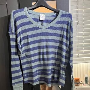Blue and Gray Striped Women's Sweatshirt